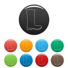 Poster - rubber boots icons color set isolated on white background for any web design