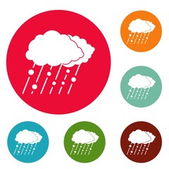 Poster - cloud rain snow icons circle set vector isolated on white background
