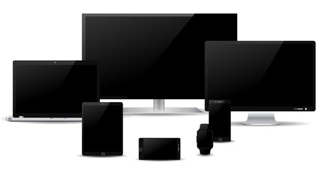 Poster - Black set technology devices - vector