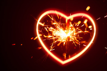 Wall Mural - heart light with sparks background