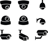 Fototapeta Most - CCTV camera icons and symbol in silhouette, vector