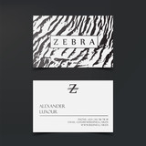 Fototapeta Młodzieżowe - Luxury fashion business cards vector template, banner and cover with zebra texture pattern details on white. Branding and identity graphic design