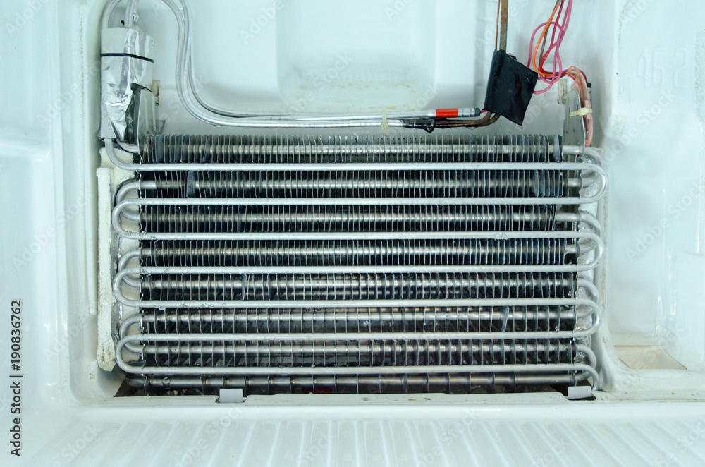 Refrigerator freezing radiator mechanism Stock Photo | Adobe Stock