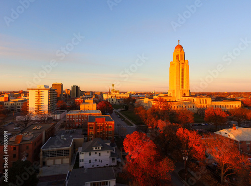 Photographie Fall Color Orange Tree Leaves Nebraska State Capital Lincoln