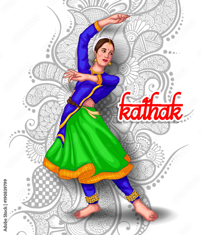 illustration of Indian kathak dance form Stock Vector | Adobe Stock