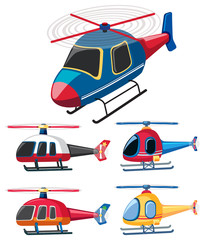 Wall Mural - Five different designs of helicopters