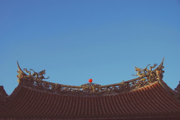 Typical Asian dragons decorated roof