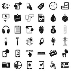 Poster - Mobile soft icons set, simple style