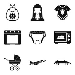 Poster - Motherhood icons set, simple style