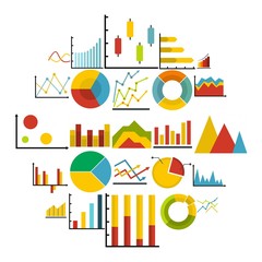 Poster - Chart diagram icon set isolated. Flat illustration of 25 chart diagram vector icon for any web design