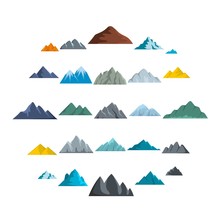 Mountain Icons Set. Flat Illustration Of 25 Mountain Vector Icons Isolated On White Background