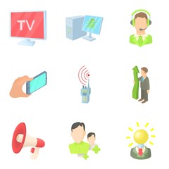 Poster - Mass publication icons set, cartoon style