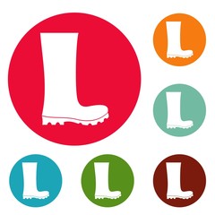Poster - Rubber boots icons circle set vector isolated on white background