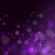 Violet Purple Bokeh Gradient Vector Background. Light Glare Spots Card Template.