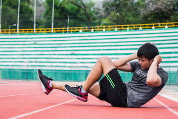 Warm up before exercise at the stadium