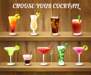 Wall Mural - Cocktail Drinks Choice Composition