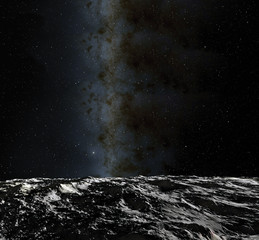 Wall Mural - moon surface. realistic 3d render of moon and space. space and planet. satellite. nebula. stars. ele