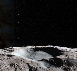 Wall Mural - moon surface. realistic 3d render of moon and space. space and planet. satellite. nebula. stars. ele