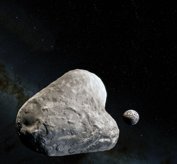 Wall Mural - moon surface. realistic 3d render of moon and space. space and planet. satellite. nebula. stars. ele