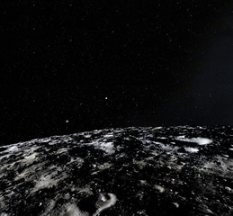 Wall Mural - moon surface. realistic 3d render of moon and space. space and planet. satellite. nebula. stars. ele