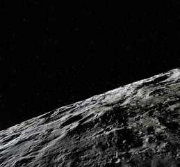 Wall Mural - moon surface. realistic 3d render of moon and space. space and planet. satellite. nebula. stars. ele