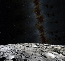 Wall Mural - moon surface. realistic 3d render of moon and space. space and planet. satellite. nebula. stars. ele