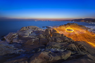 The evening scenery of the sea