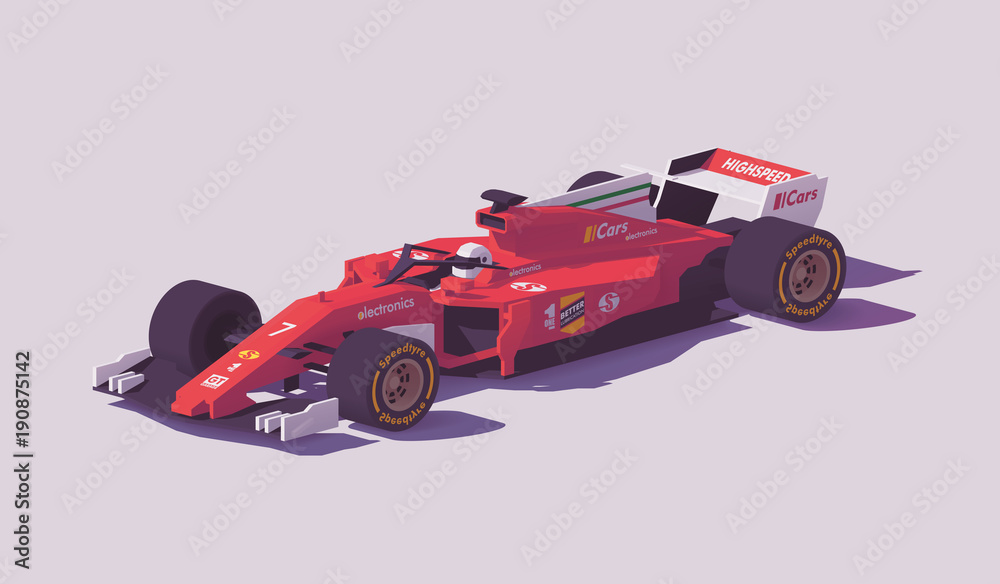 Vector low poly formula racing car Stock Vector | Adobe Stock