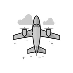 Wall Mural - Vintage airplane icon in flat outlined grayscale style. Vector illustration.