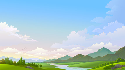 Wall Mural - a sight of a river flow from the moutains