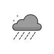 © puruan - Rain cloud icon in flat outlined grayscale style. Vector illustration.