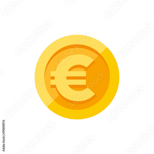 Cuadros en Lienzo Euro sign on gold coin flat style