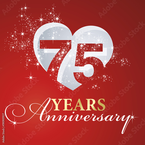 фотография 75 years anniversary firework heart red greeting card icon logo