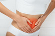 © Peakstock - woman dressed in underwear, suffering from stomach ache , gastritis or menstruation, stomach trouble close- up