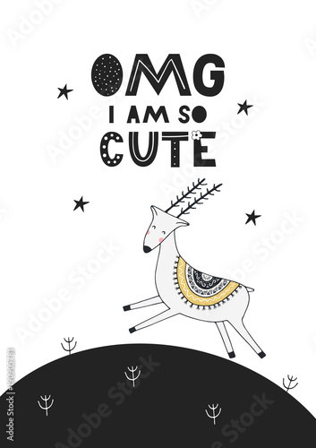 skaczacy-jelonek-i-czarny-napis-omg-i-am-so-cute