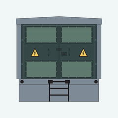 Picture of the electrical panel, electric meter and circuit breakers, high-voltage transformer