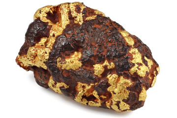 gold nugget from the goldfields of Leonora/ Western Australia isolated on white background
