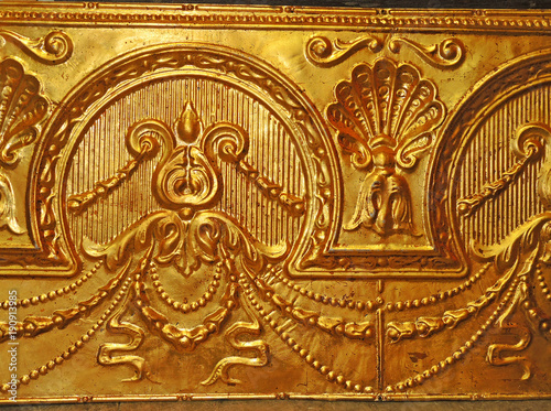 Antique Golden Painted Tin Ceiling Tile Buy This Stock Photo And