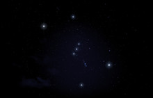 Constellation Of Orion In Night Sky.