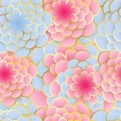 Wall Mural - seamless elegant nature background. floral pattern with stylized summer 3d flowers. floral stylish m