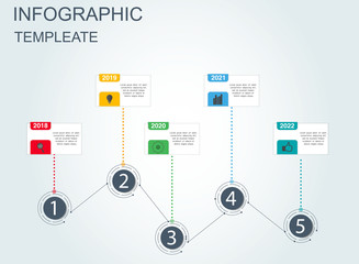Poster - Timeline business infographic template with steps, processes, parts, options. Vector illustration.
