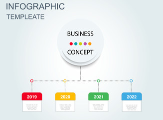 Poster - Timeline business infographic template with steps, processes, parts, options. Vector illustration.