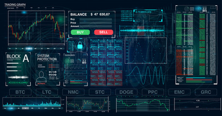 Aufkleber - futuristic user interface for trading applications. touch interface. abstract virtual graphic touch 