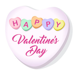 Wall Mural - Happy Valentines Day Candy Hearts Square Vector Illustration 2