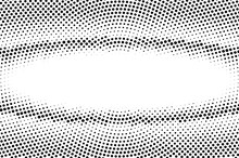 Black White Dotted Halftone. Half Tone Vector Background. Grungy Centered Oval Dotted Gradient.