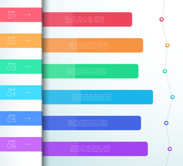Poster - vector colorful 6 step list infographic diagram