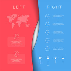 Poster - left right red blue background template 3d vector