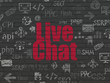 © Maksim Kabakou - Web design concept: Painted red text Live Chat on Black Brick wall background with  Hand Drawn Site Development Icons