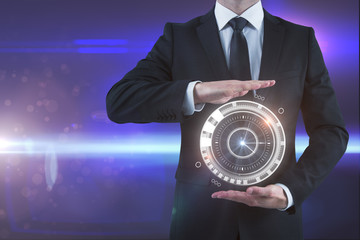 Poster - Man holding digital clock