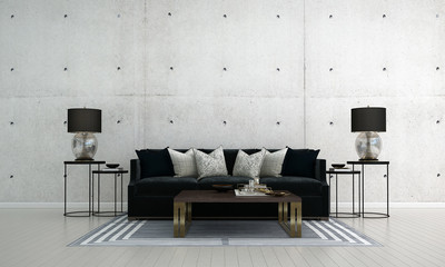 the modern luxury interior design of lounge and living room and concrete wall texture background